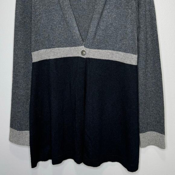 Acrobat Silk Cashmere Cardigan Large Gray Black Colorblock Soft Luxe Lightweight - Picture 4 of 10
